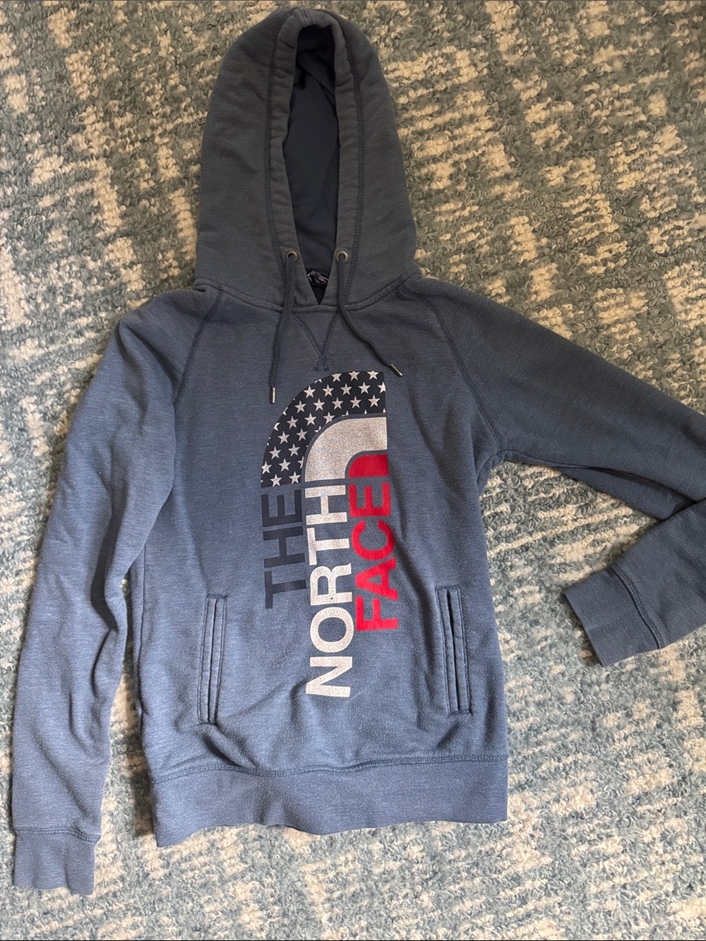 The North Face Women’s Navy Blue Crewneck Hoodie with Graphic Logo